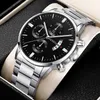 Reloj Hombre Mode Mannen Roestvrij Stalen Horloge Luxe Kalender Quartz Horloge Zakelijke Horloges voor Man Klok montre homme