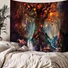 Tapestry Mushroom Forest Tapestry Psychedelic Fairy Tale Castle Trippy Colorful