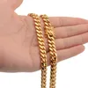 202 Hot Jewelry Herren Miami Kubanische Kette Halskette 18 Karat Edelstahl Gold Kuba Hip-Hop Männer Junge Halskette