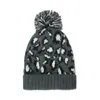 Beanie/Skull Caps Fashion Winter Warm Leopard Knit Pom Hat Kvinnor Mjuk stickad tjockt utomhustryck Ull BeaniesBeanie/Skull Elob22