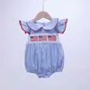 Boutique pagliaccetto fatto a mano roba per bambini vestiti per bambini ragazze tuta vestiti senza maniche neonate vestito smock da 0 a anni 2022 G220521