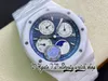 APSF APS26579 التقويم الدائم Cal.5134 A5134 Mens Mens Automatic Watch Superlumed Blue Dial Moon Moon Phase White Ceramic Case Watches Super