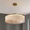 Pendants lampes modernes appartement loft salon chambre lustre cr￩atif golden rond cristal home ￩clairage int￩rieur