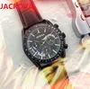 Reloj para hombre de alta calidad 43 mm seis puntadas Todos los diales funcionan Relojes de cuarzo automáticos Reloj cronógrafo de las mejores marcas europeas Cinturón de cuero de acero inoxidable Montre De Luxe