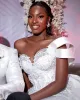 Robes de mariée sirène africaine Overskirt robe de mariée dentelle appliques perlées une bandoulière balayage train robes sur mesure 2022