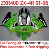 Kroppssats för Kawasaki Ninja ZXR 400 CC ZX-4R ZXR400 91 92 93 94 95 96 Cowling 19no.16 ZX4R 400cc ZX 4R ZXR-400 1991 1992 1993 1994 1995 1996 ABS Full Fairings Light Green Light Green