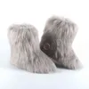 Botas de piel cálidas para mujer, botas de nieve de piel sintética de invierno para mujer, zapatos peludos para exteriores, zapatos femeninos acogedores y difusos de algodón BootT220718