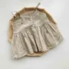 Bébé filles 2021 été nouveau coton fleuri col rabattu à manches courtes fronde robe bébé Creeper costume G220521