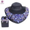 Kvinnors bröllop Brud Rhinestone Crystal Statement Flower Necklace Earrings Party Costume Jewelry Set