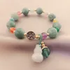 Natuurlijke chalcedony kralen armband ontwerper dames kalebas blad hanger armband hoogwaardige mode jade prachtige gelukkige sieraden groothandel met doos