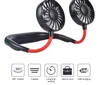 Mini Portable USB Electric Fans Sports Fan Rechargeable Outdoor 360 degree rotating Lazy Hanging Neck Band with LED lamp 1200mA