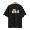 Angel T-shirts Palm Trendy Decapitated Teddy Bear Print T-shirt Loose Men's and Women's Wear Letter Short Sleeve 5q1