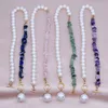 New Fashion Natural Gemstone Pearl Pendant Necklaces Women Rose Amethyst Quartz Choker Charms Gold Color Metal Neck Jewelry