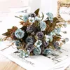 装飾的な花の花輪ヘッズシルクカーネーション人工花ライラックrsoe for home wedding decoration贅沢な偽のアレンジメント