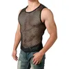 Sheer Sheer Fishnet Tank Tops Summer Hollow Gym Tround Men Mężczyzna Seksowna ryba siatka Slim Fit TEE TOE CHEAT KG-66 W220426