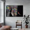 Bunte Elefant-Straßen-Graffiti-Wand-Kunst-Leinwand-Drucke Afrikanische Tier-Leinwand-Gemälde für Wohnzimmer-Dekoration Kein Rahmen