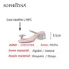 SOPHITINA Echtes Leder Sommer Frauen Schuhe Sandalen Stilvolle Süße Schmetterling Bling Seltsame Ferse Dressing Quadratische Zehe FO316 210513