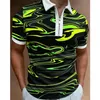 Men's Polos Luxury Men's Clothing Shirts Casual Turn-Down Collar Zipper Golf Wear Vintage Print Short Sleeve Tee Shirt Men TopsMen's Men