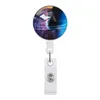 Kontors skolmaterial Hot Selling Science Fiction Starry Sky Målning Badge med Back Clip Certificate Cover Telescopic Easy Pull Buckle Badge Reel