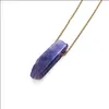 Pendant Necklaces Natural Stone Strip Bar Roses Quartz Amethyst Crystal 18K Gold Stainless Chain Necklace For Wome Carshop2006 Dhwh2