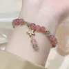 Bedelarmbanden Koreaanse stijl Fresh Lovely Girl Strawberry Crystal Bracelet For Women Star Peach Pendant Pearl Gift Girlcharm Inte22