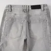 Jeans da ciclismo firmati da uomo con zip pantaloni a righe laterali pieghettati grigi pantaloni da motociclista lavati da uomo moda casual jeans alla moda alla moda pantaloni da motociclista hip-hop