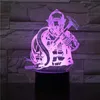 야간 조명 소방관 3D LED 모델링 USB 크리에이티브 소방관 테이블 램프 홈 장식 7 색 변화 수면 조명 선물 2681night