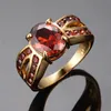 Wedding Rings Vintage Female Red Crystal Jewelry Charm Gold Color Big For Women Luxury Oval Zircon Stone Engagement Ring Rita22