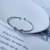 Bangle Original 925 Stamp Silver Cute Romantic Bow Bangles For Women Fashion Bracelets Party Wedding Accessories Jewelry GiftsBangle Kent22