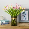 Ghirlande di fiori decorativi Tocco reale di lusso Mazzo di tulipani Centro commerciale Decorazione Tulipani di nozze finti in silicone Decorazioni estetiche per la casaDecorazioni