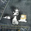 Pinnen broches sieraden zwart witte tv kat broche unisex cartoon beer recycling bin kleding badges revers pins European Alloy Animal Email Ba