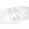Clip-On skruvstycke Crystal Ear Cuff Clip Chain Tassel på örhängen för kvinnor Silver Color Korea Jewelry Femme Earcuffclip-On Kirs22