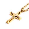 3 Color Men's Cross Necklace Large 316L Stainless Steel Wire Christian Cross Pendant Byzantine Chain King 5mm 24'' Heavy Cool Gifts