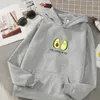 Hoodies للنساء من النوع الثقيل Avocado رسومات رسومات مطبوعة Kawaii Sweatshirt Warm Streetwear Kpop Hoodie Female Fashion