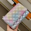 2 55 Mermaid Princess Dyed Rainbow Gradient Wallet With Chain Bags Lammleder Quilted Iridescent Colorful Multi Pochette Purse Vanit330R