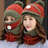 Berets PCS Set Damen Strickmütze Schal Mützen Halswärmer Wintermützen für Männer Frauen Damen Skullies Beanies Warme Fleecemütze 8