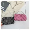 girls Pearl chain handbag 2022 kids inlaid diamond cylinder bag children parent-child plaid chain cross-body bags F1397