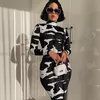 Casual Jurken Herfst Vrouwen Mode Lange Mouwen Bodycon Potlood Jurk Maxi Koe Print Coltrui Voor 2022 Winter Kleding Streetwear