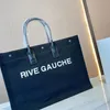 2022 Fashion bag luxury Handbags RIVE GAUCHE Collection Women's Black/White Linen Canvas Leather Logo Print Snap Closure Tote bags 49929096N9D1070