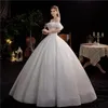 Inne sukienki ślubne luksusowa szyja łodzi z ramion lśniące cekiny 2022 sukienka plus w rozmiarze niestandardowa księżniczka suknia balowa