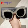 نظارة شمسية قطة كبيرة الحجم خمر نساء راينستون راينستون من أجل سيدة أنيقة أزياء النظارات الشرير