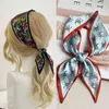 2021 Skriv ut hårband Skinny Silk Scarf Women Headband Fashion Ribbon Scrunchies Handväska Handled Wrap Foulard Tillbehör