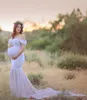 Vestido embarazada de nuevos accesorios de fotografía de maternidad para disparar fotografías de algodón de algodón de algodón y gasa fuera del hombro.
