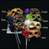 Parti Maskesi Erkek Kadın Cadılar Bayramı Venedik Masquerade El Maskeleri Tüy Çiçek Seksi Karnaval Balo Karışık Renkler FY3618 Bırak Teslimat 2021