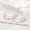 Koreansk mode Mikro-anklövda Zircon Rose Gold Petal Halsbandsmycken Kvinnor Nischdesign Utsökta Luxury ClaVicle Chain-tillbehör