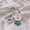 Handmade Cute Colorful Resin Flower Keychain Headphone Cover Keyring Cartoon Charm Bag Pendants Car Key Chains Girls Gift