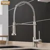 Xoxo Kitchen Faucet Dra ut kallt och varmt borstat nickel torneira rotera svängbar 2-funktion Vattenuttag Mixer Tap 1343a-S T200423