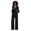 Women's Jumpsuits & Rompers Jumpsuit Women Casual Womens Sexy V Neck Ladies Solid Long Sleeve Summer Black White Blue Red