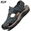 Summer Men's Sandals Breathable Genuine Leather Outdoor Luxury Casual Shoes Men Slippers 220426