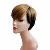 Perruque Bob Lace Front Wig Remy brésilienne lisse, cheveux naturels courts ombrés, à reflets, couleur ombrée, 3976652, pour femmes noires